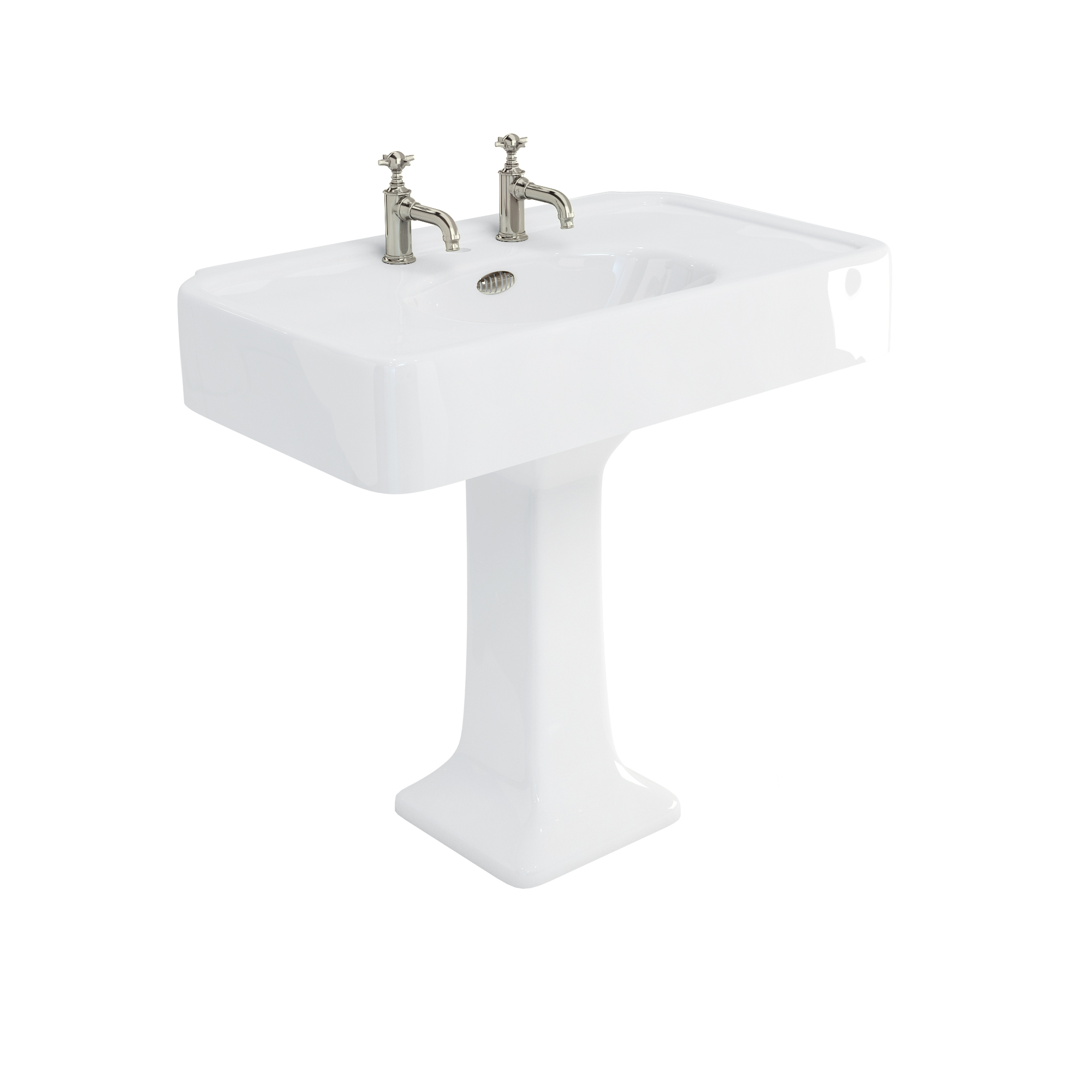 Arcade 900mm basin with nickel overflow & pedestal